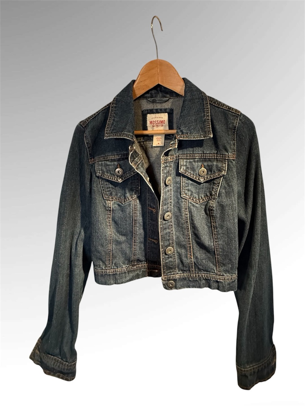 Mossimo Supply Co. Dark Indigo Cropped Denim Jacket - Women's